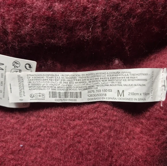 Stradivarius Soft Fringe Scarf Deep Burgundy - Picture 3 of 4